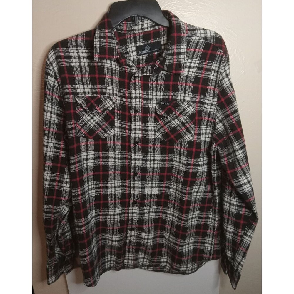 Molokai Surf Company Plaid Flannel Top Size Large Winter Warm Outdoors Camp